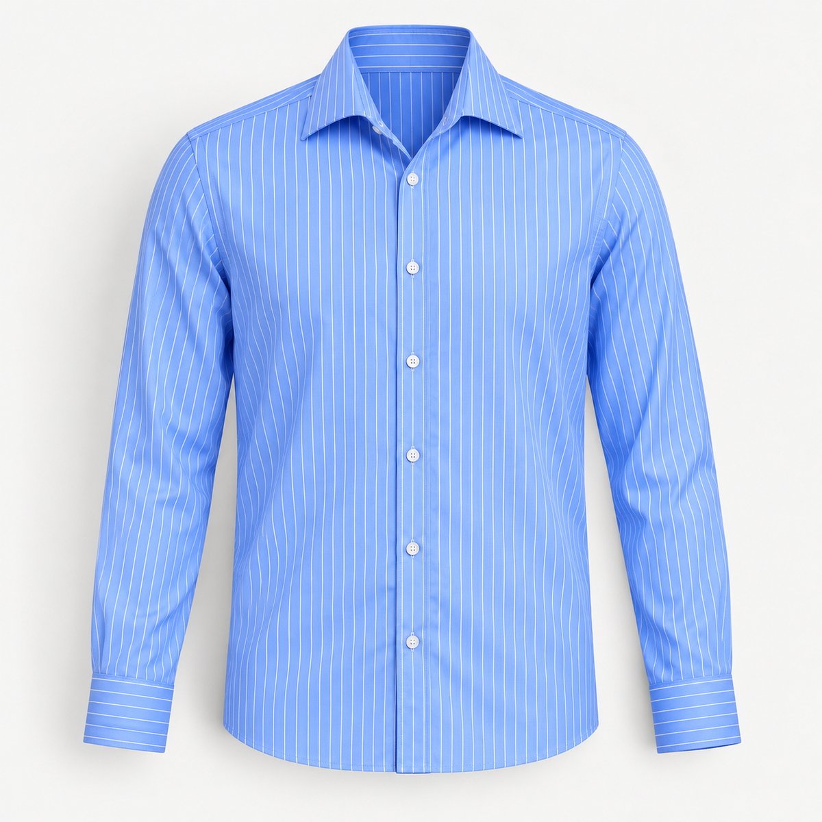 Men's Stretch Stripe Spread-Collar Dress Shirt — Blue, product cover