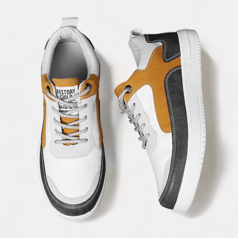 Antonios Casual Shoes in white, black, and gold, breathable and comfortable for casual attire.