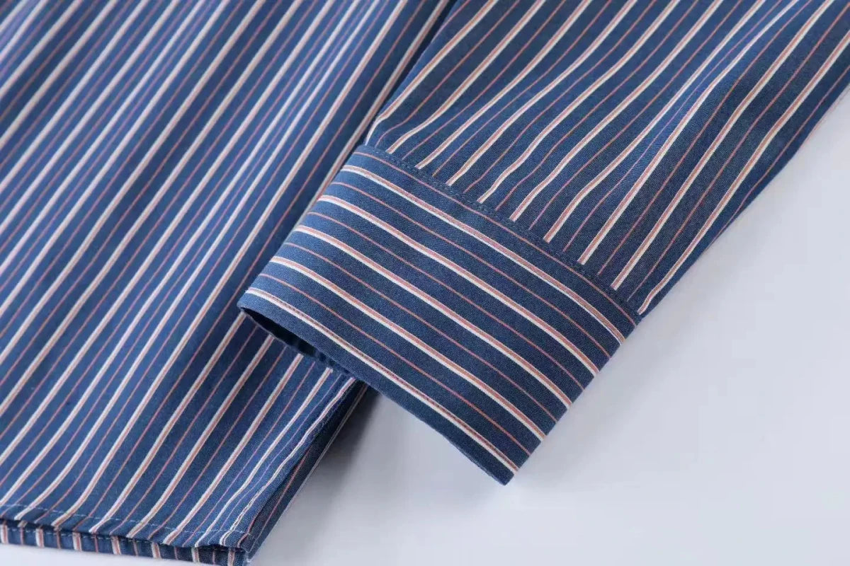 100% Cotton blend korean striped shirt - Antonios