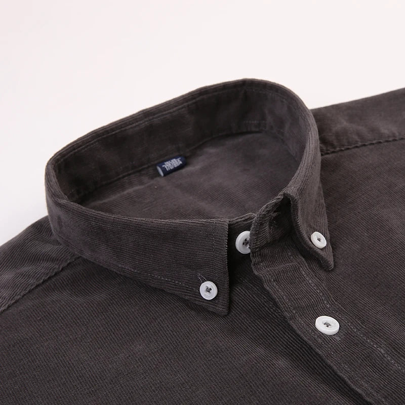 100% Cotton corduroy casual shirt with pocket - Antonios