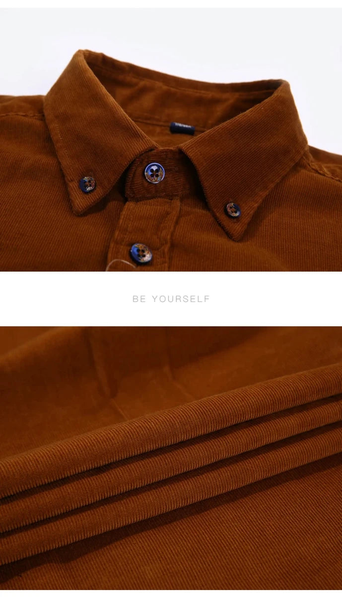 100% Cotton corduroy casual shirt with pocket - Antonios