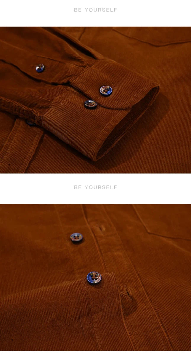 100% Cotton corduroy casual shirt with pocket - Antonios