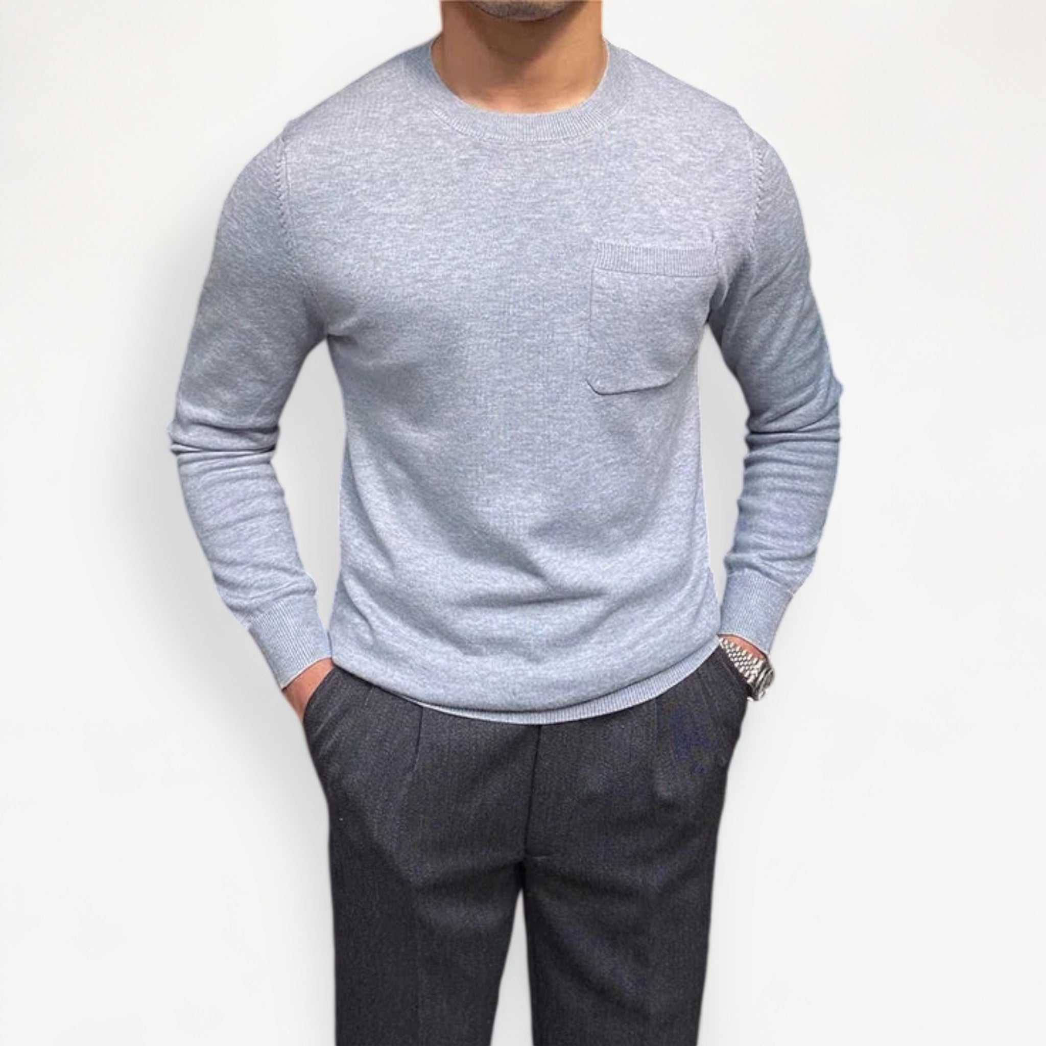 Men's gray Antonios office premium sweater, comfortable fit.