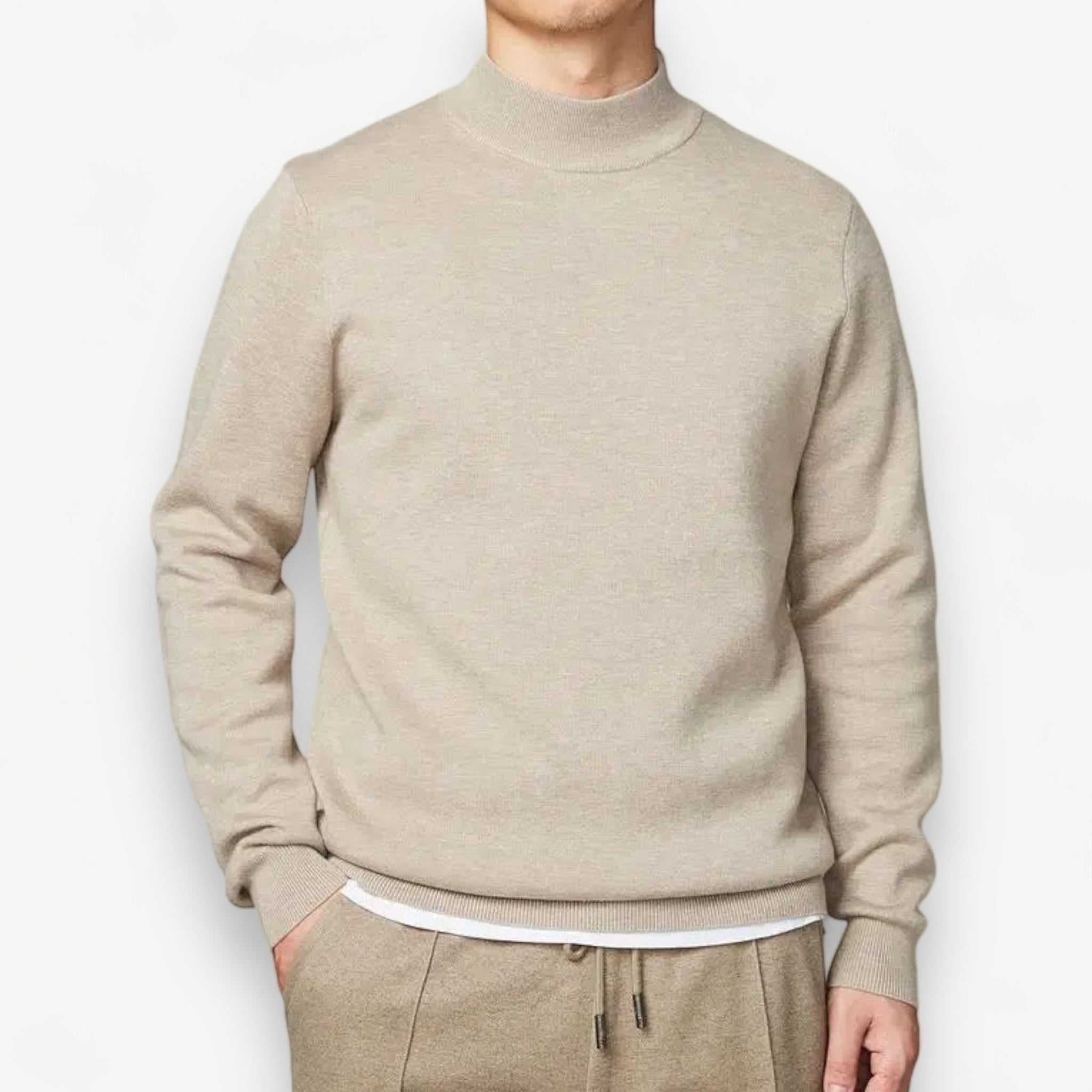 Men's winter half turtleneck sweater in soft wool.