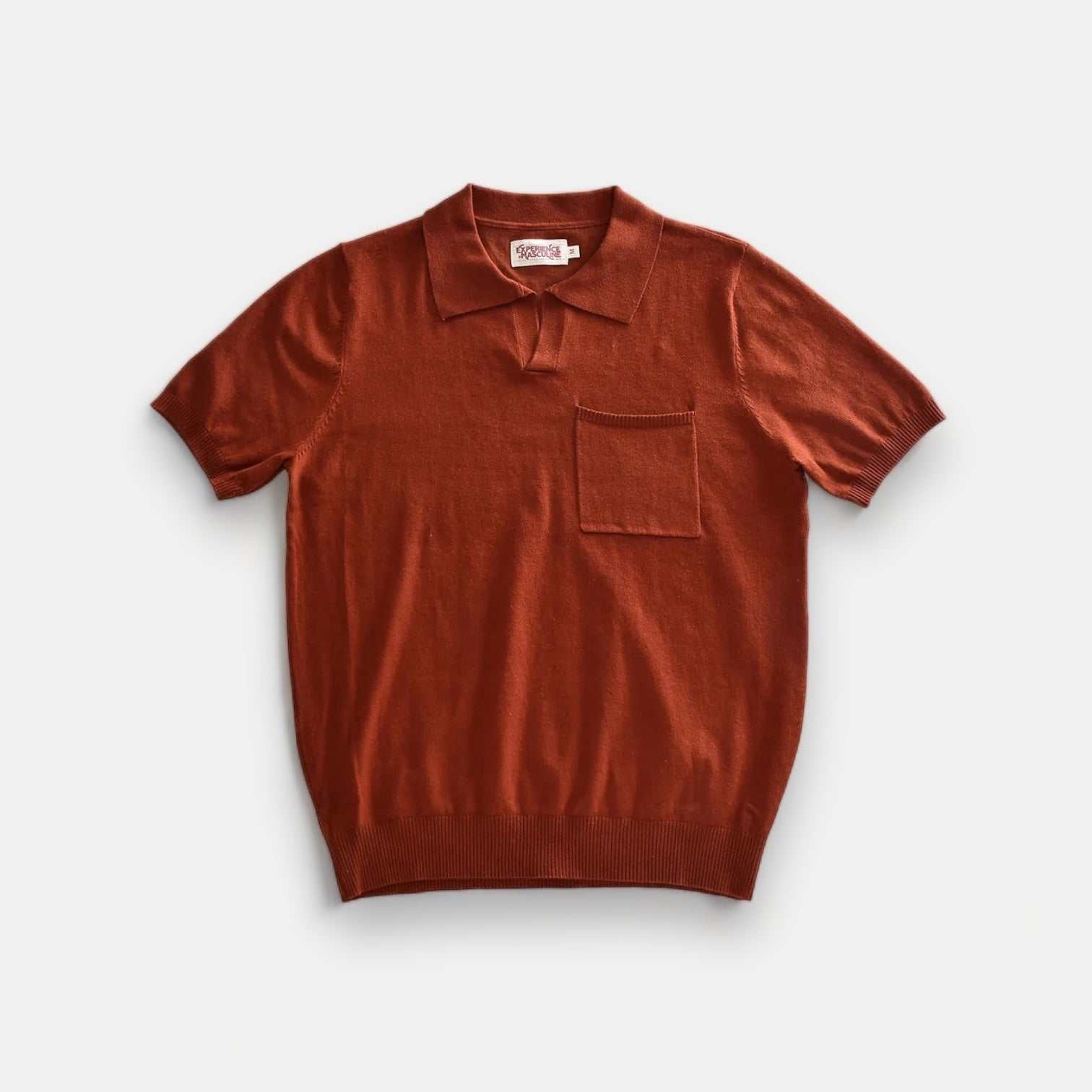 Retro elegant summer polo t-shirt in solid color with classic collar and pocket.
