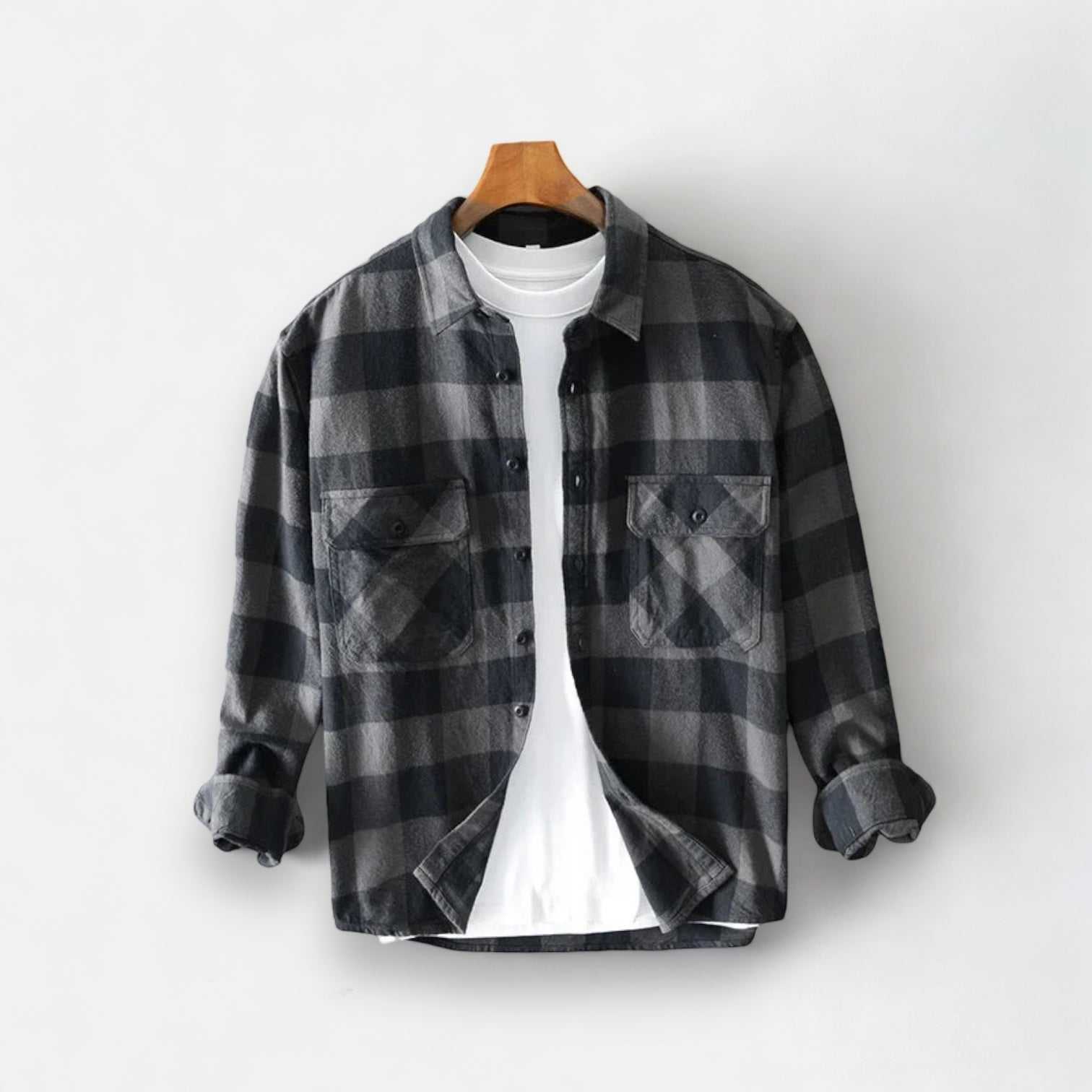 RETRO summer plaid shirt for men, casual cotton design for spring/summer.