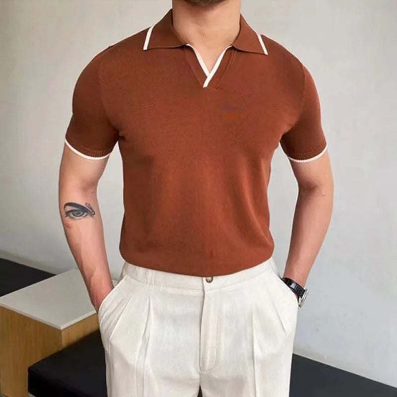 American summer t-shirt for men in solid color, casual and elegant style.