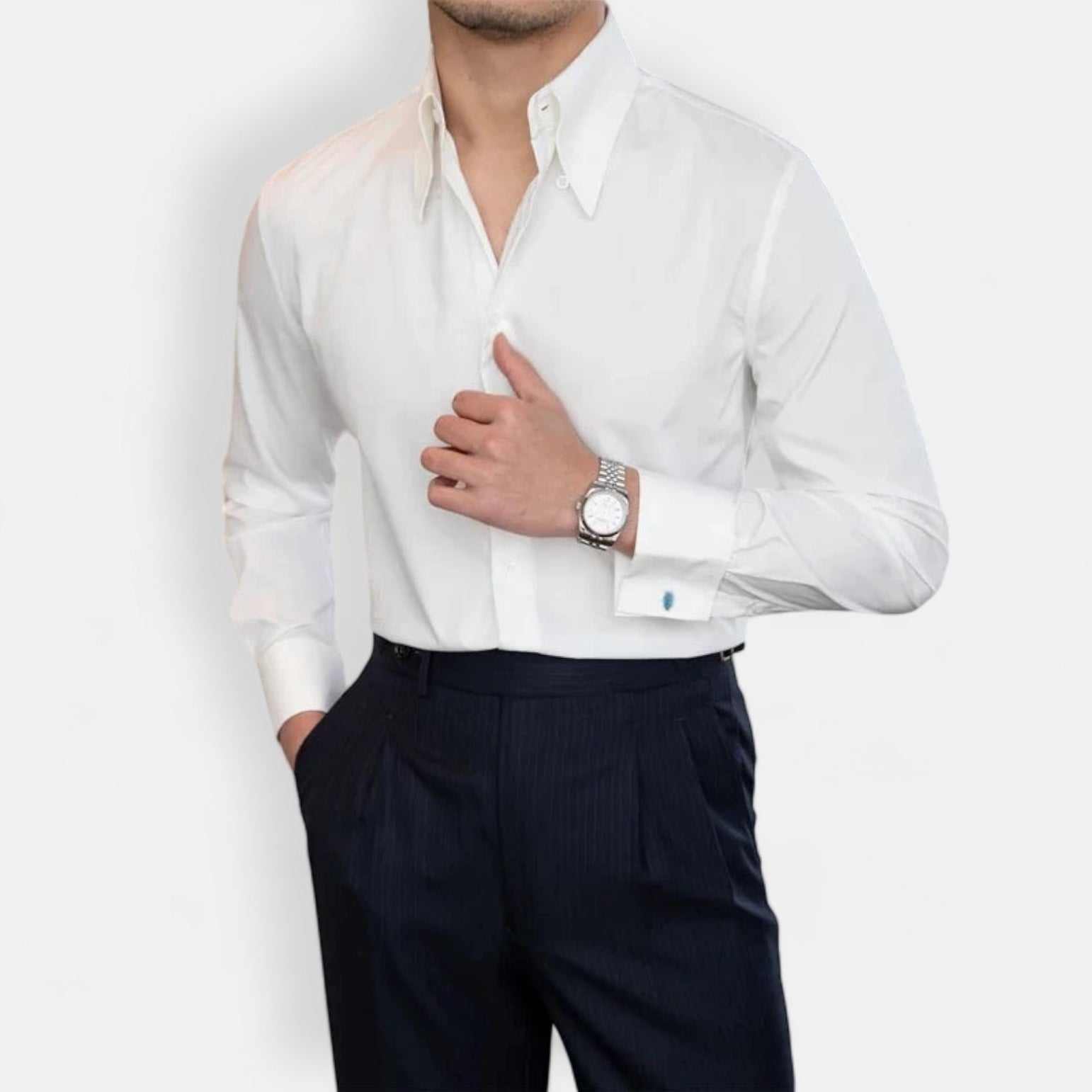 Anti-wrinkle slim fit shirt for men in solid white.