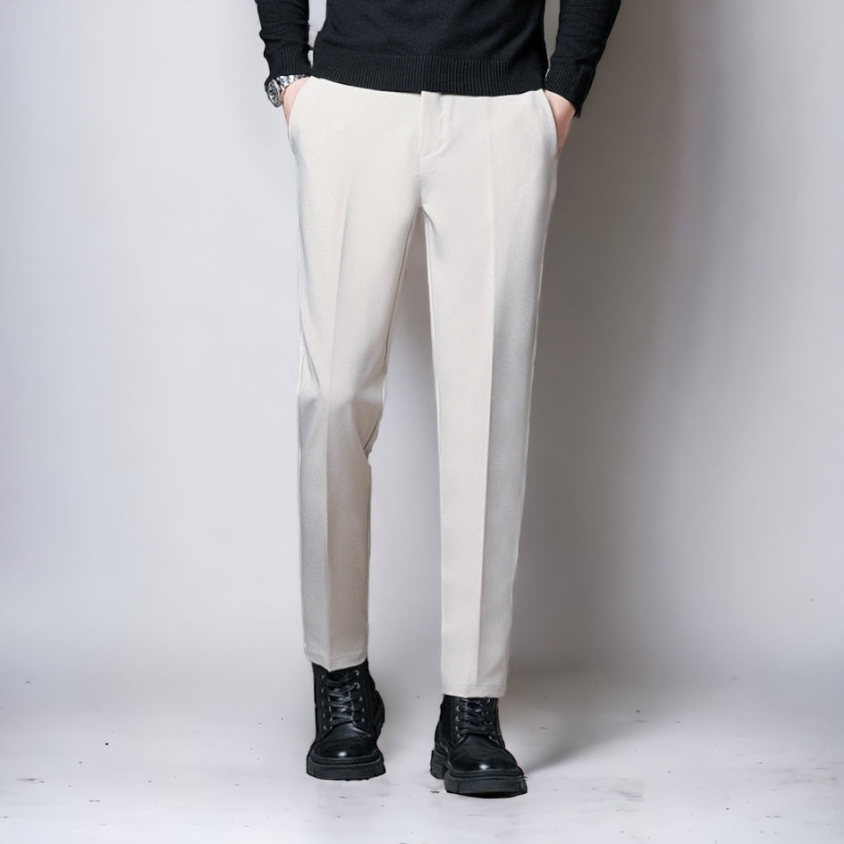 Vinny Office Pants in beige with classic tailoring and a sophisticated fit for men.