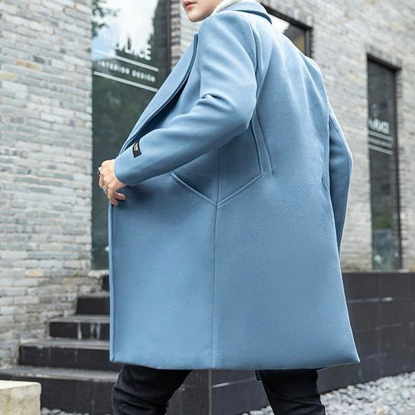 Antonios Long Wool Coat for Men - Elegant and Casual Style Blue Coat