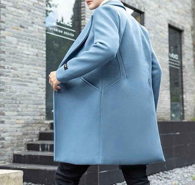 Antonios Long Wool Coat for Men - Elegant and Casual Style Blue Coat