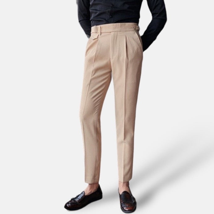 Khaki Antonios British Business Pants made from premium cotton for spring and summer.