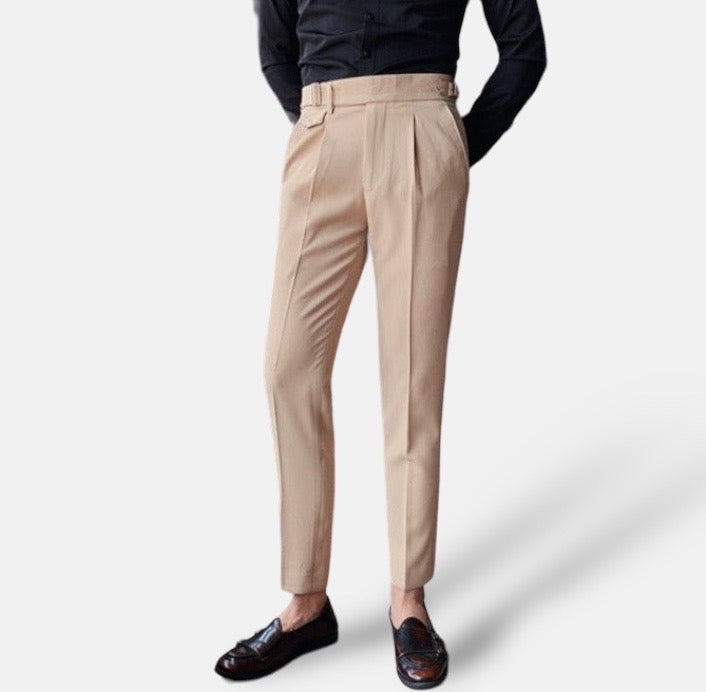 Khaki Antonios British Business Pants made from premium cotton for spring and summer.