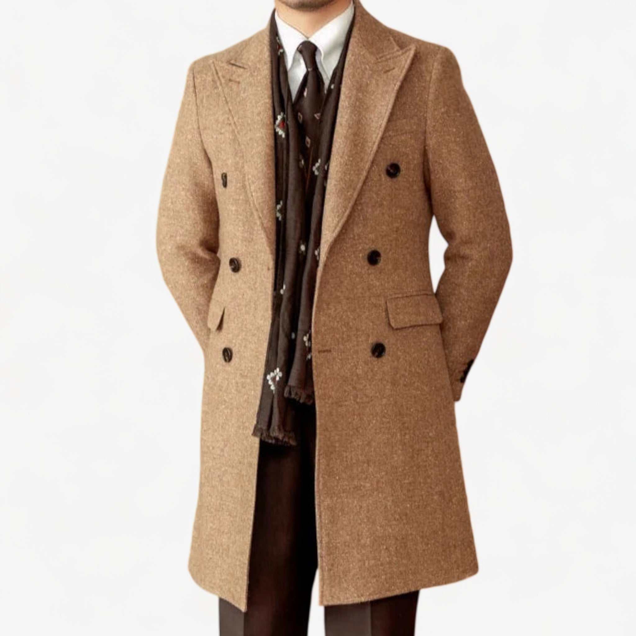 Men's old money wool premium coat in high-quality wool, exuding luxury and classic style.