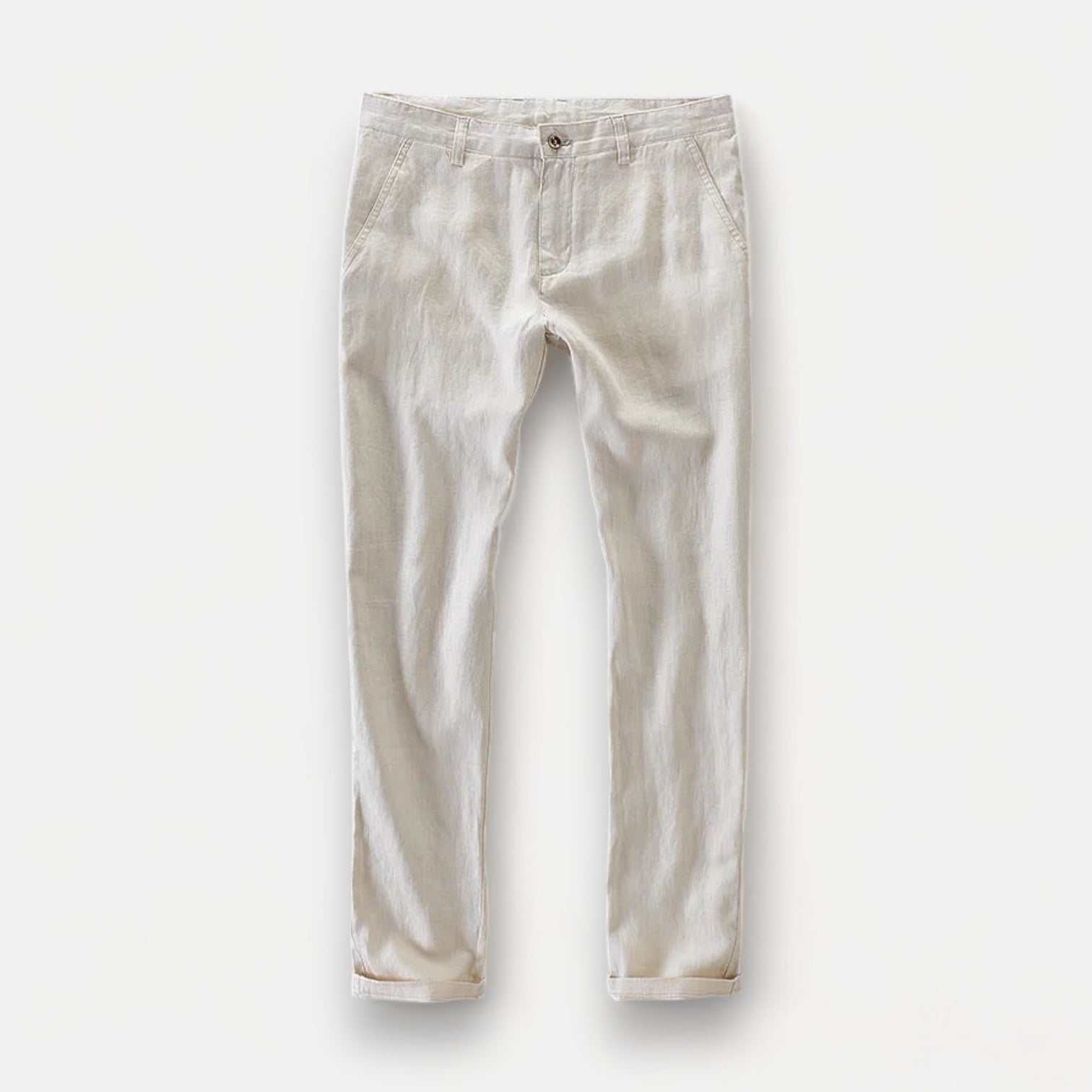 Linen casual pants in light color, perfect for summer comfort and style.