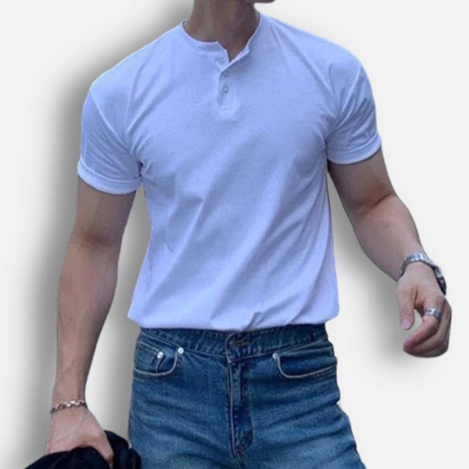Antonios smart casual summer t-shirt, white, men's fashion, cotton fabric.