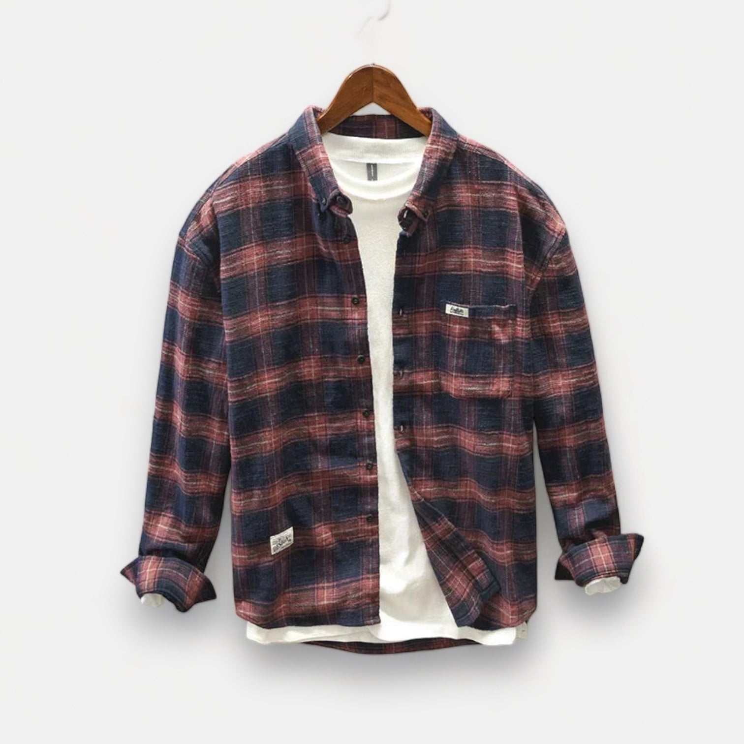 Antonios pure cotton summer shirt in a casual plaid pattern, ideal for spring/summer wear.