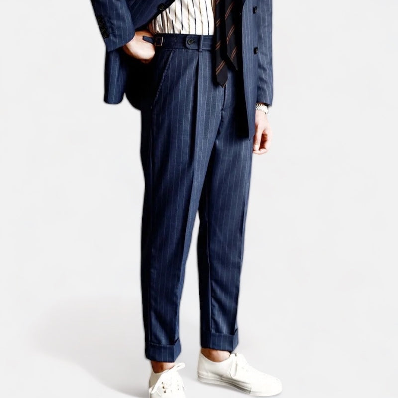 Elegancy Striped Pants for men in casual smart style, blue shade.