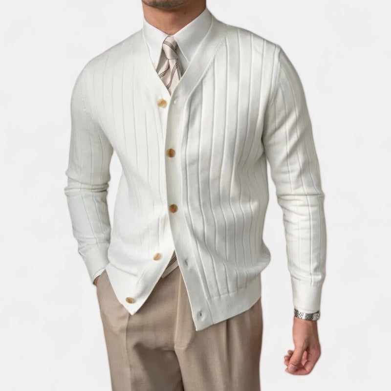 Men's Antonios Elegant Cardigan, white, cotton-polyester blend, casual style.