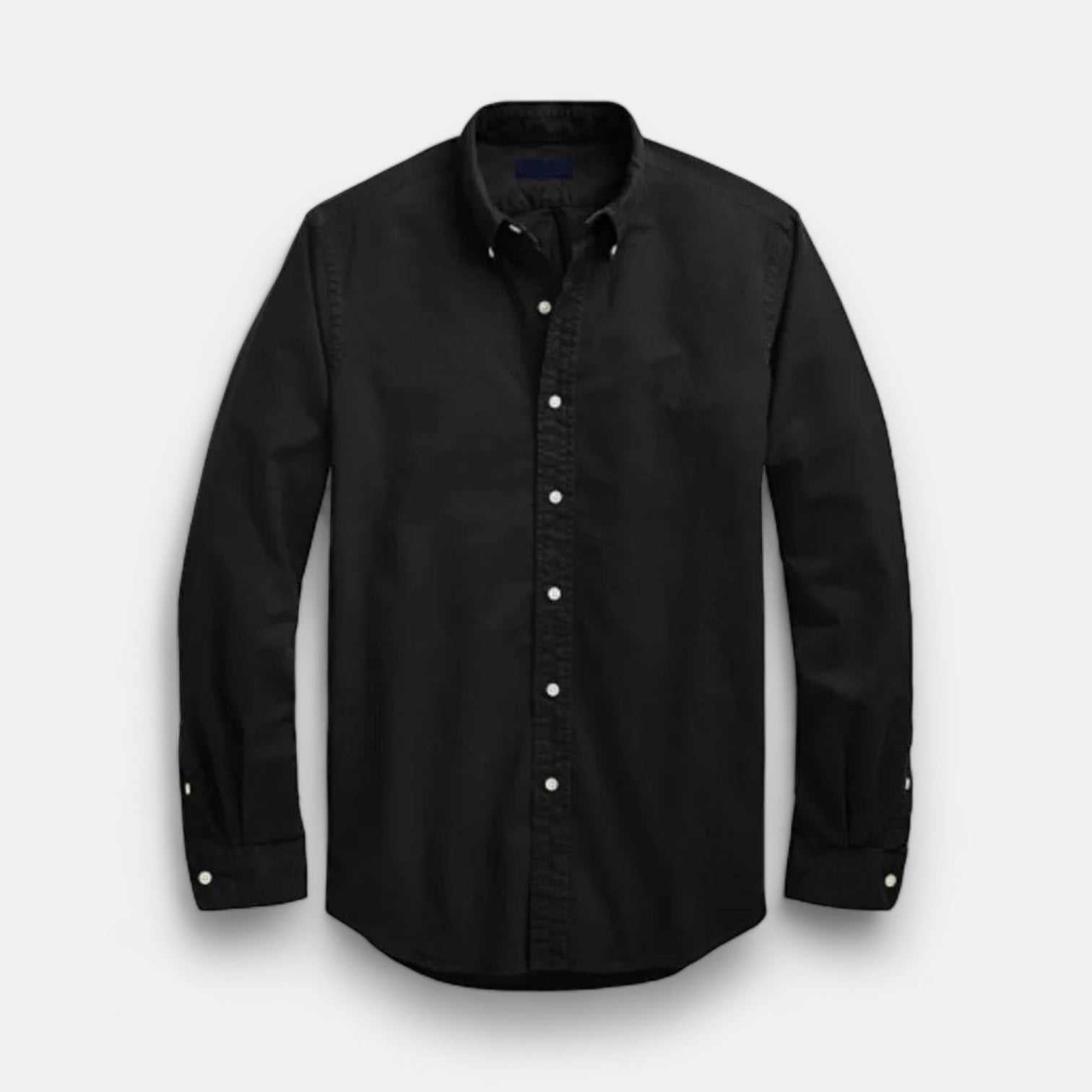 Oxford business casual long sleeve cotton shirt in black for men.