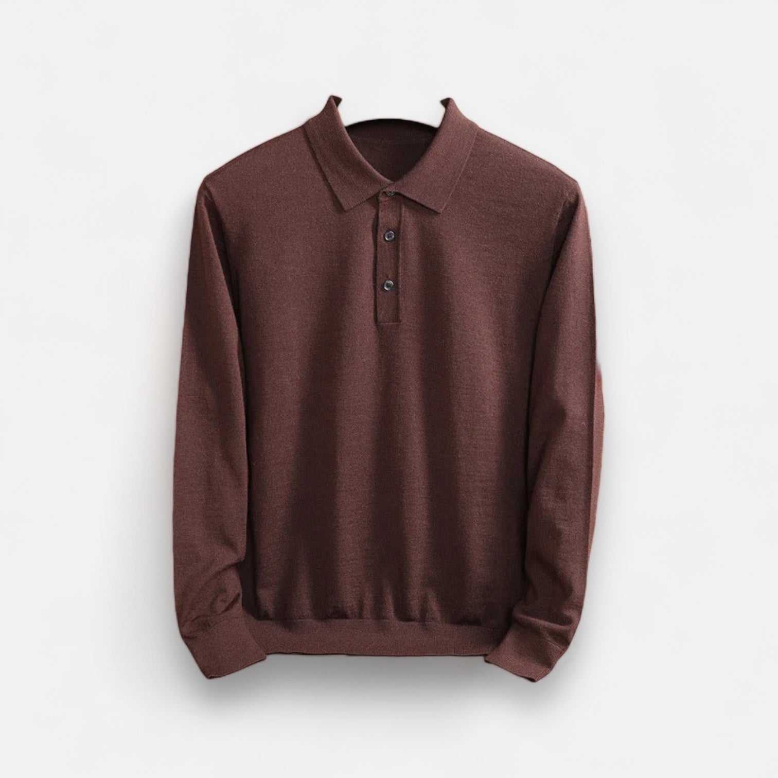 Brown Antonios wool polo sweater for men, made of 67% cotton and 33% wool, ideal for all seasons.