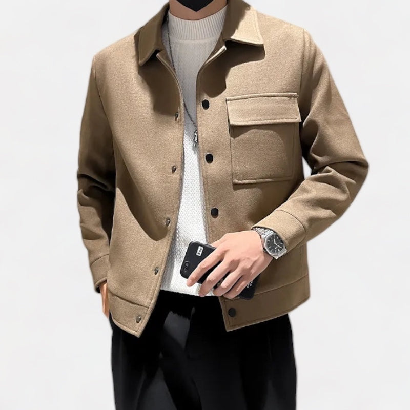 Casual fall jacket for men, solid color, elegant and breathable design.