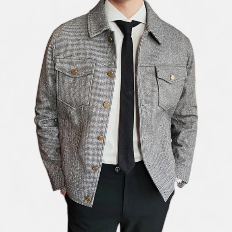 WINT casual jacket for men, silky and shiny, suitable for all seasons, featuring solid pattern and elegant style.
