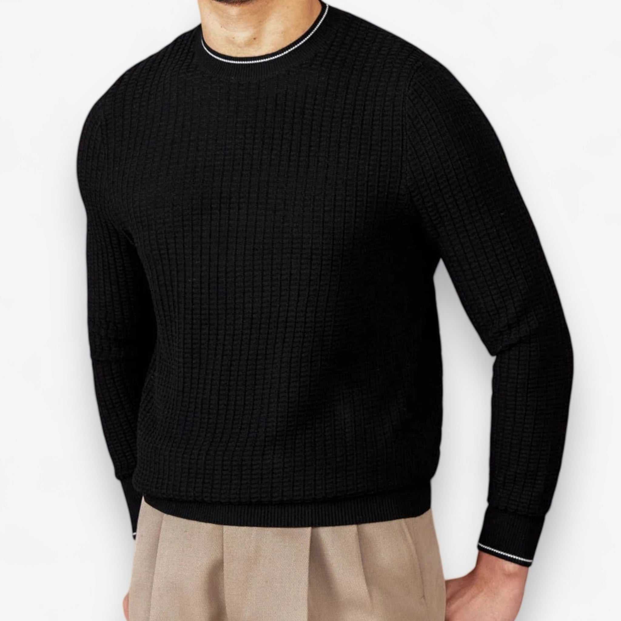 Men's black winter wool sweater for warmth and style