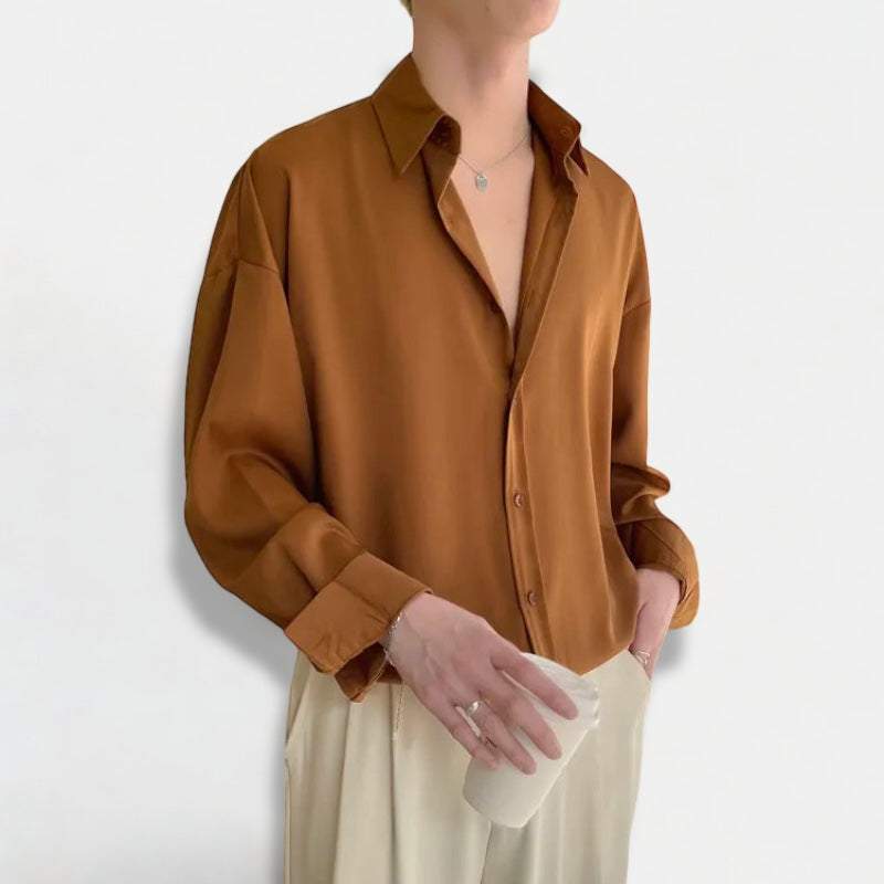 Korean design summer shirt in solid color, ideal for spring/summer, offering comfort and style.