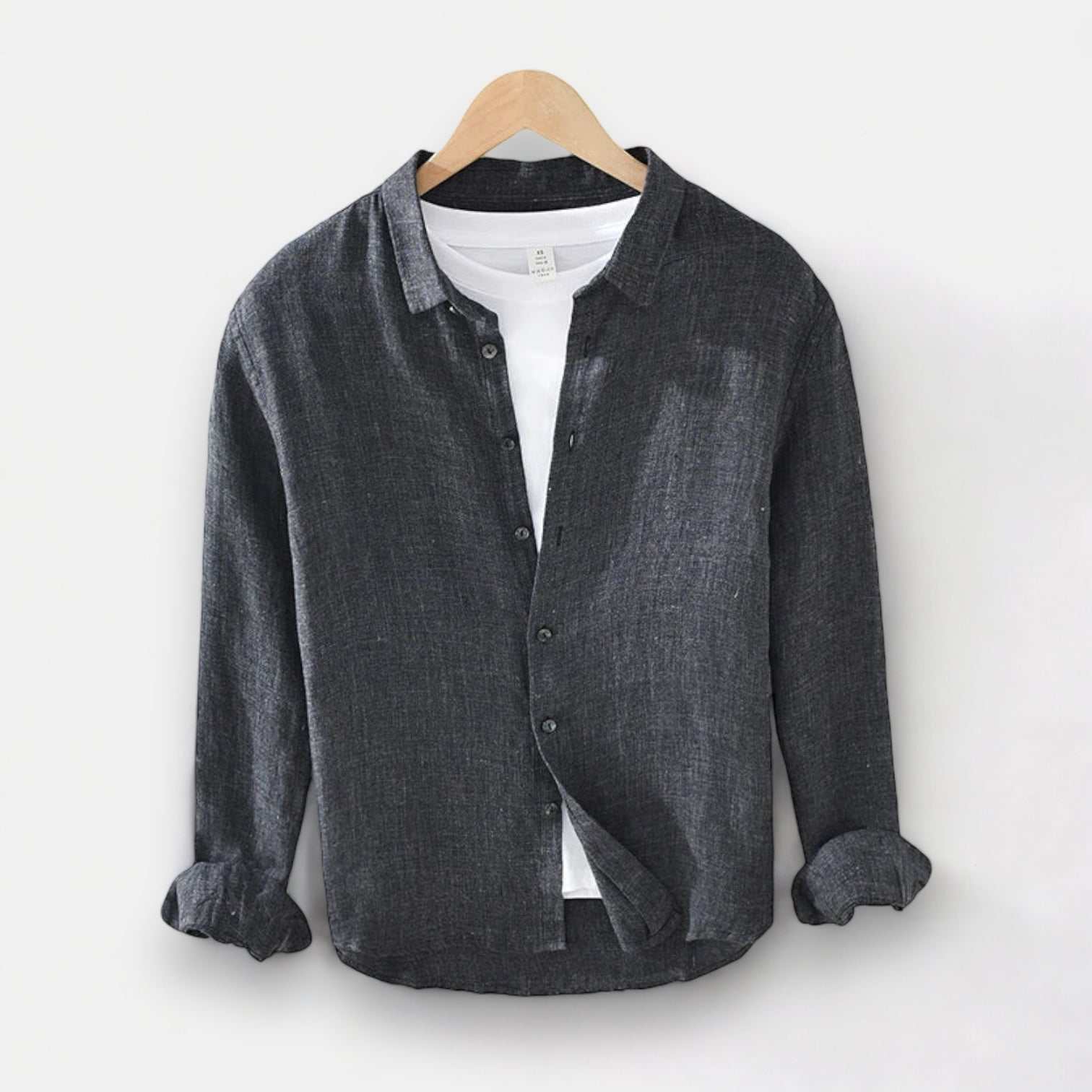 Men's summer pure linen shirt, casual elegant style, breathable spring/summer wear.