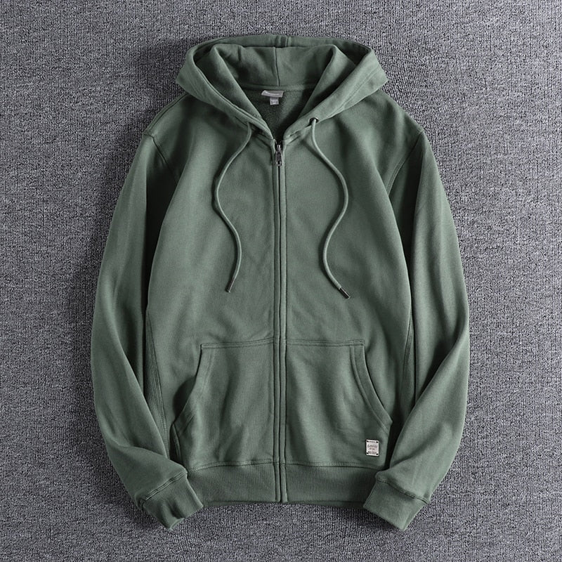 Maurice Cardigan in green, cotton-linen blend, casual style, men's fashion.