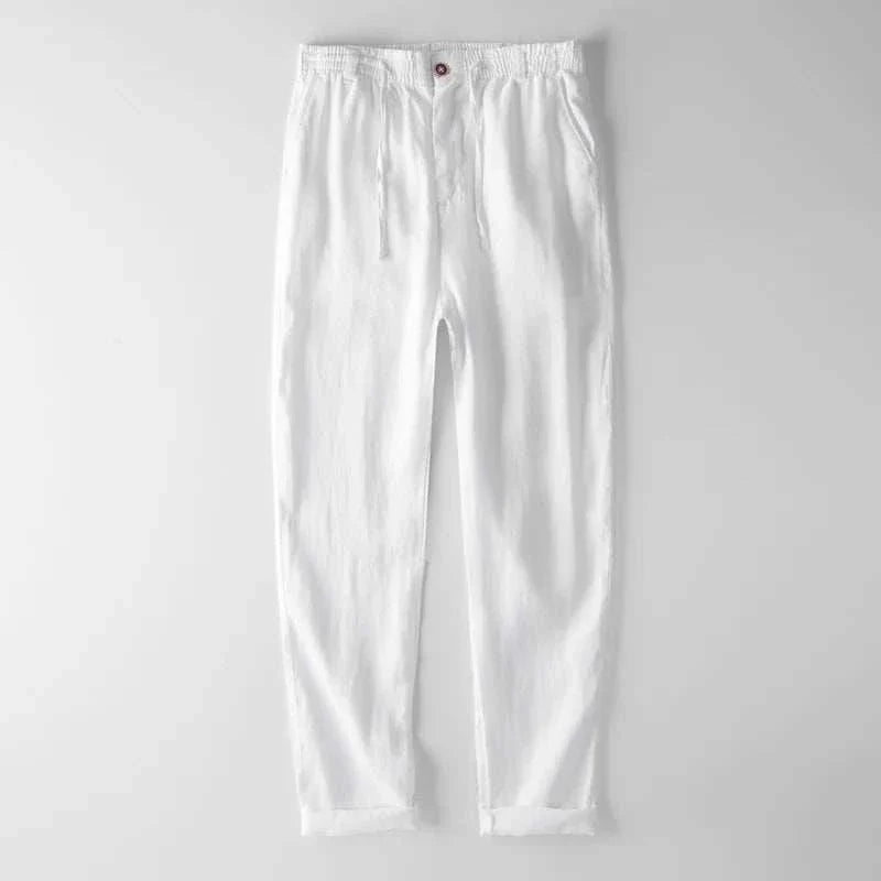 Italian design white linen pants, 100% linen, stylish and breathable.