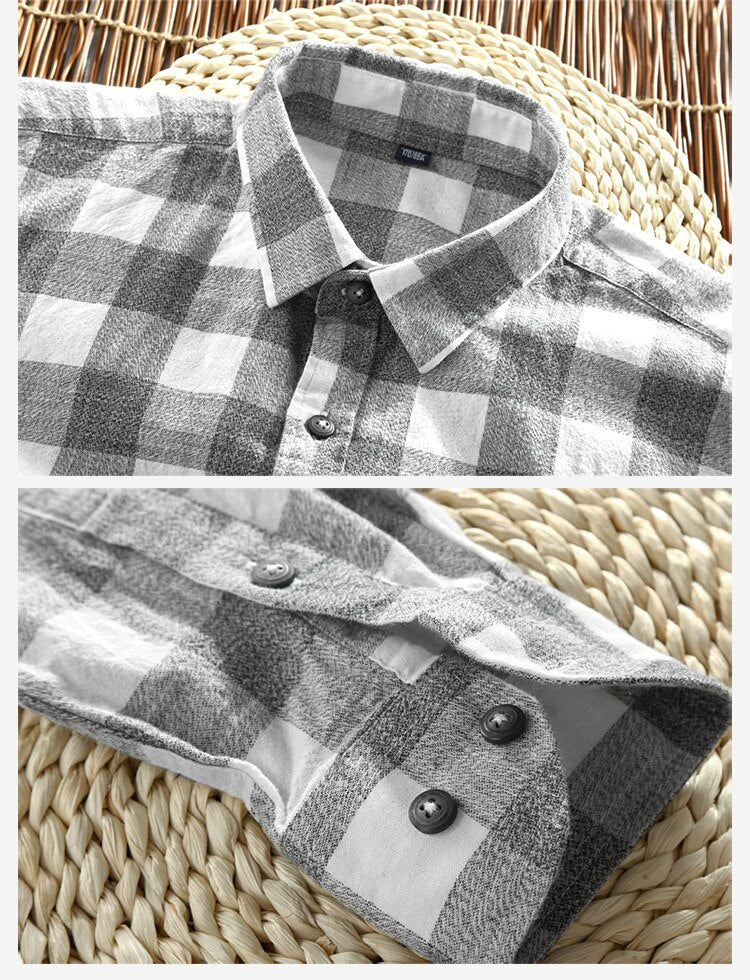 Maurice Casual Shirt in cotton-linen blend with solid pattern, buttons detail.