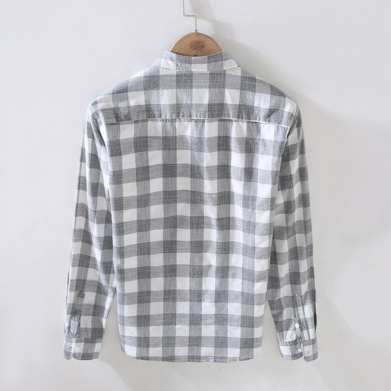 Maurice Summer Shirt with checkered pattern, cotton-linen blend, comfortable fit.