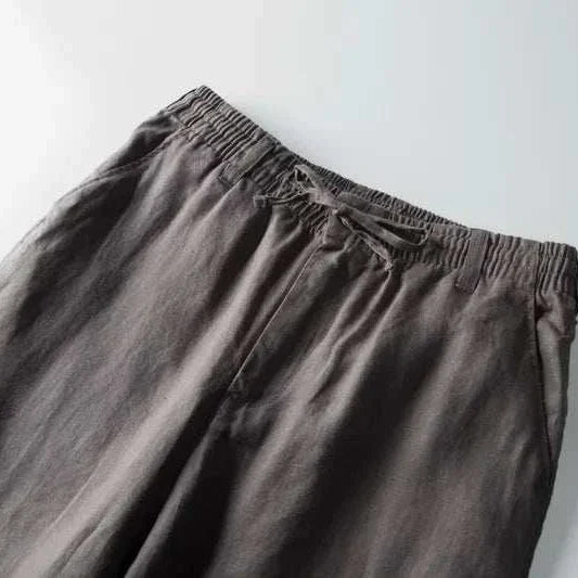 Italian design linen pants in breathable, lightweight fabric.