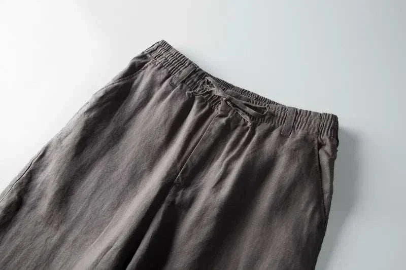 Italian design linen pants in breathable, lightweight fabric.