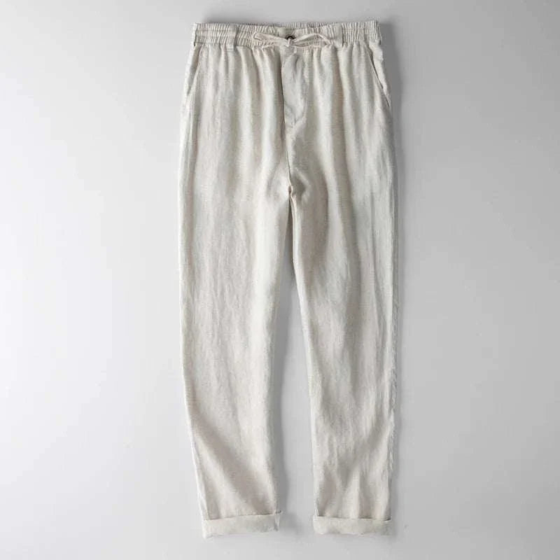 Italian design linen pants made of 100% linen, stylish and versatile for any occasion.
