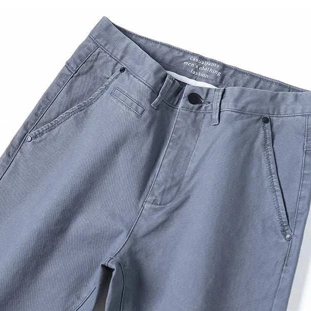 Cotton straight chino pants in grey, casual and elegant style.