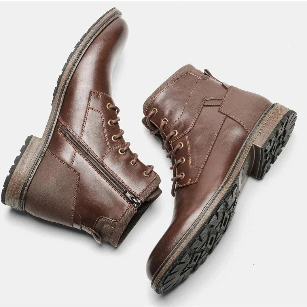 Retro British leather boots with durable soles, made from high-quality ecological leather and rubber.