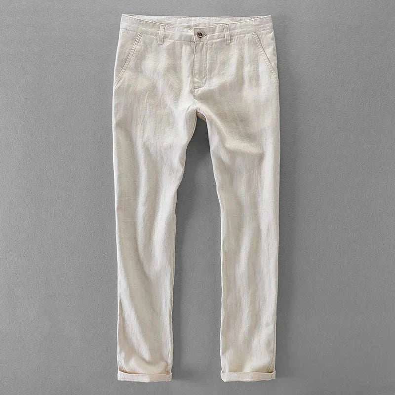 Stylish linen casual pants in breathable fabric for summer comfort.
