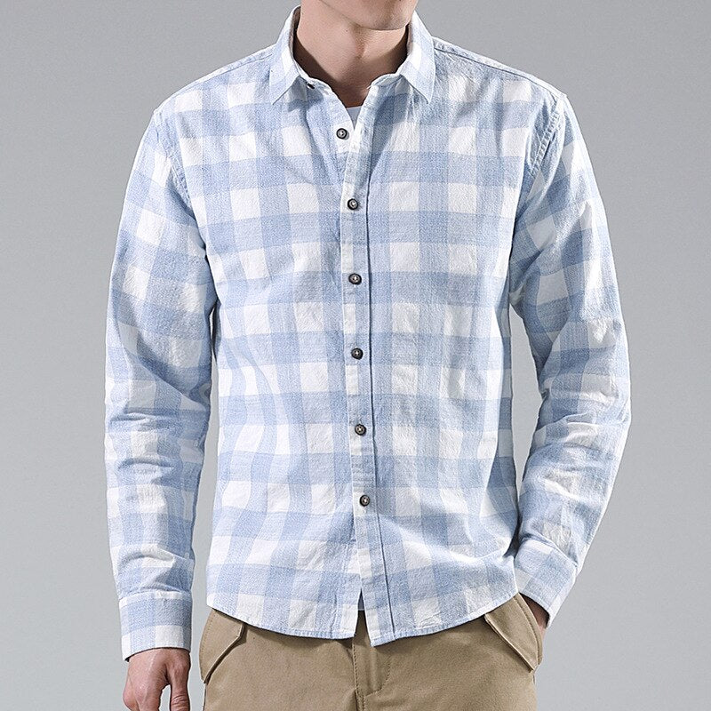 Maurice Casual Shirt in cotton and linen blend with a solid pattern, designed for men.