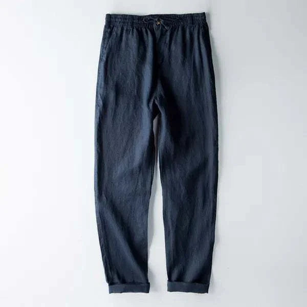Stylish Italian design linen pants, 100% linen, breathable, versatile look.