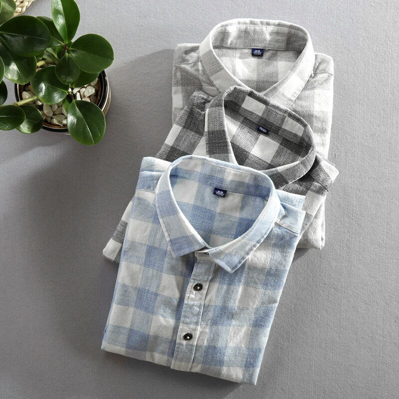 Maurice Casual Shirt in checked pattern, stylish men's cotton-linen blend, smart casual wear.