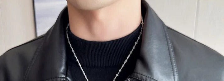 MOTO black leather jacket for men, eco-leather, casual elegant style.