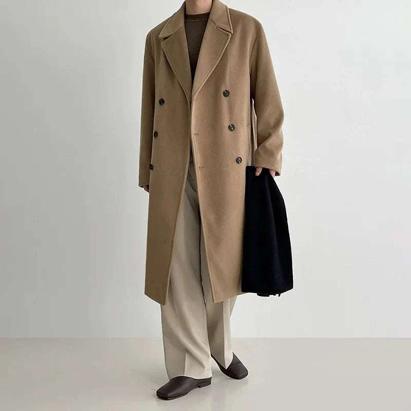 Long length Korean coat for men in high-quality cotton for autumn and winter.