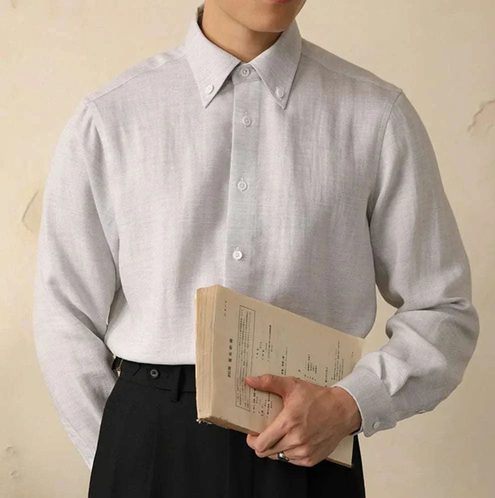Antonios one-piece collar cotton shirt in soft, breathable fabric for men.