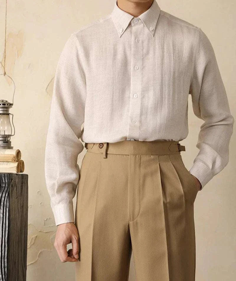 Antonios one-piece collar cotton shirt for men in soft, breathable fabric.