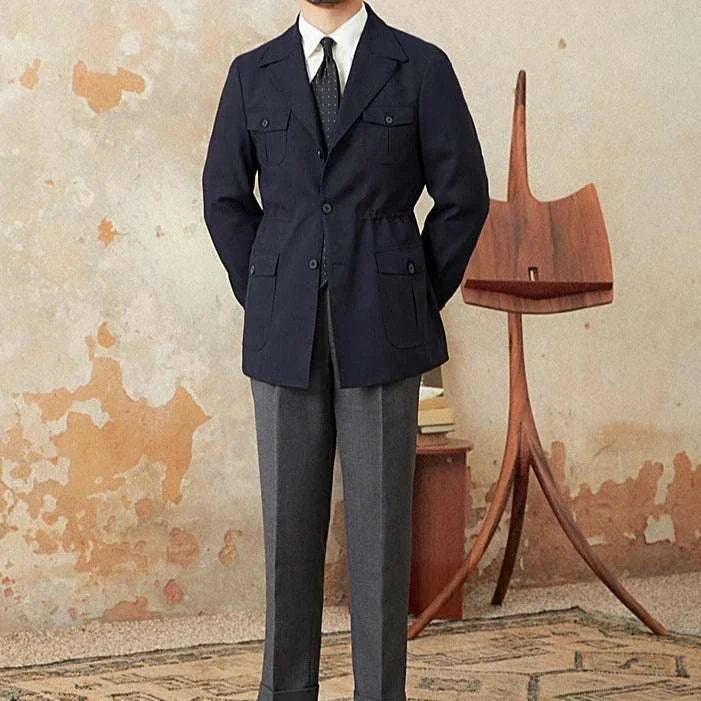 Autumn vintage old money coat for men styled with a tie and trousers, elegant and cozy for fall.