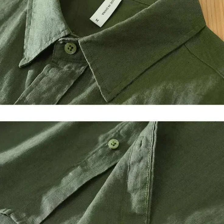 Antonios loose short sleeve summer shirt, linen material, casual and elegant style, solid color.