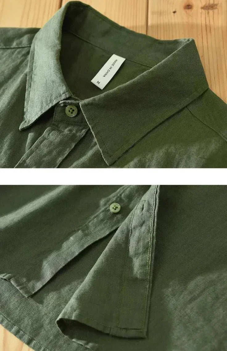 Antonios loose short sleeve summer shirt, linen material, casual and elegant style, solid color.